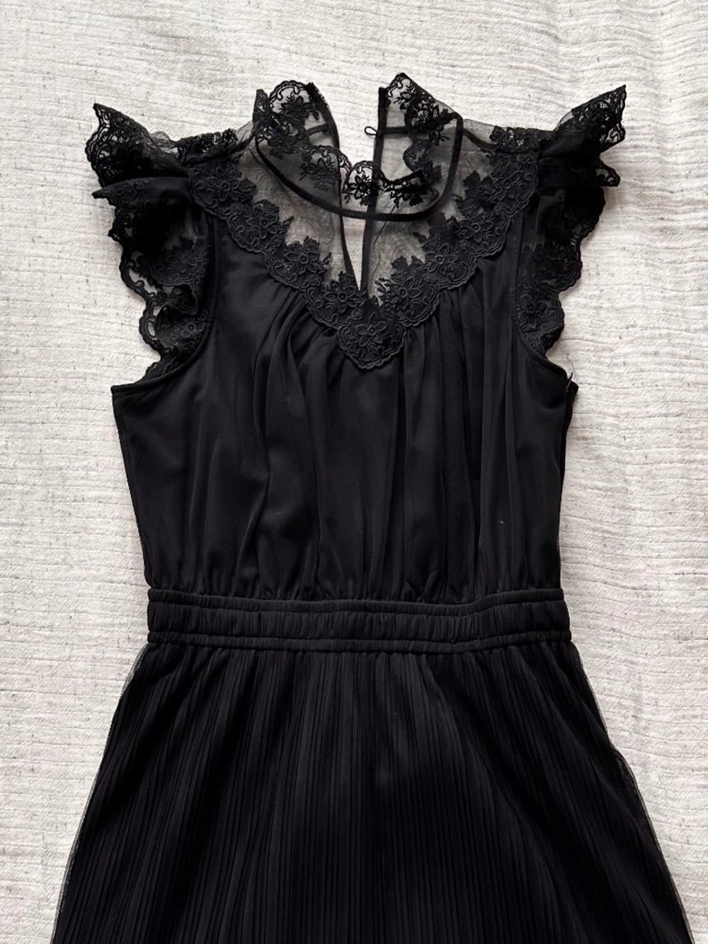 NWT All Saints black lace-trim dress